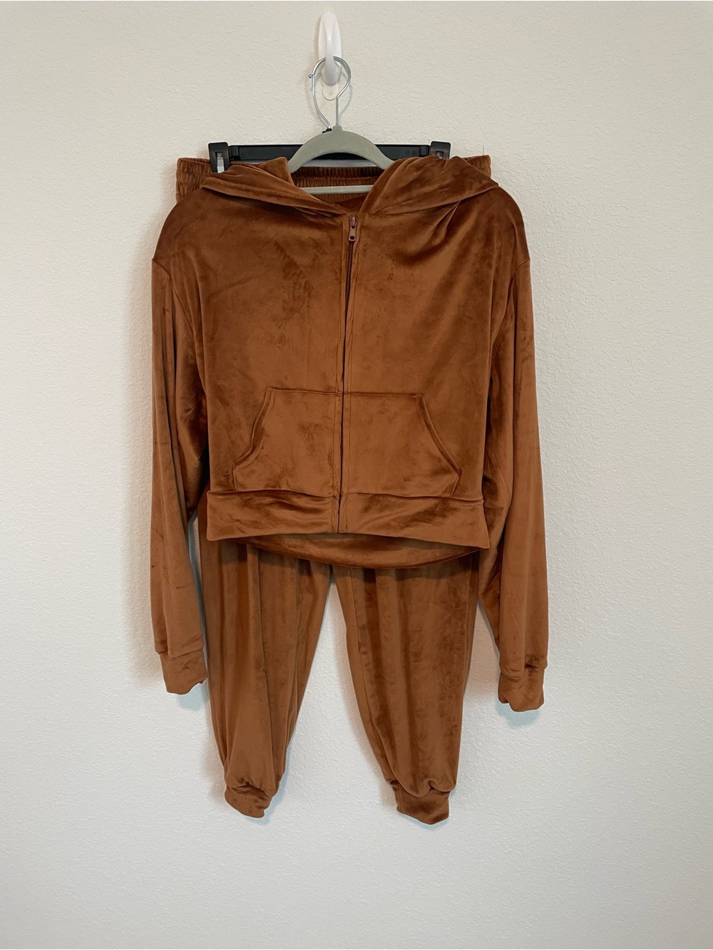 SKIMS Brown Velour Zip Hoodie & Jogger Set